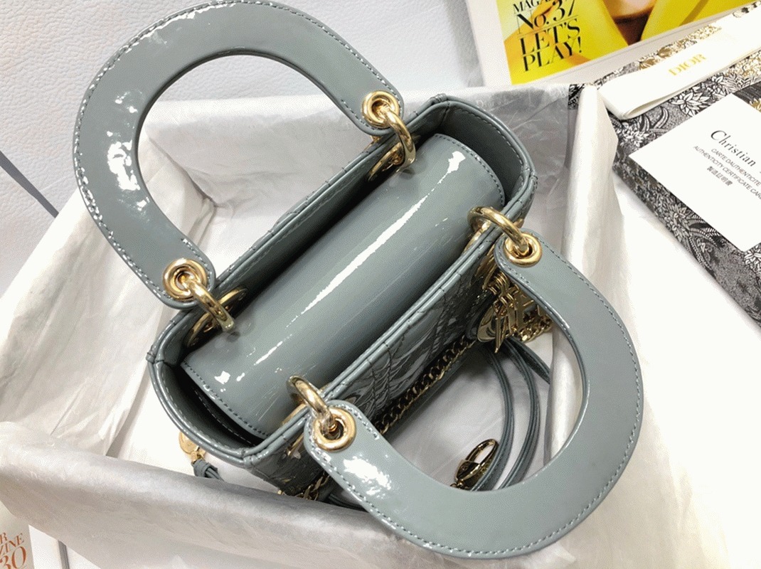 D10r Lady D10r Mini Chain Bag Replica with Chain in Grey