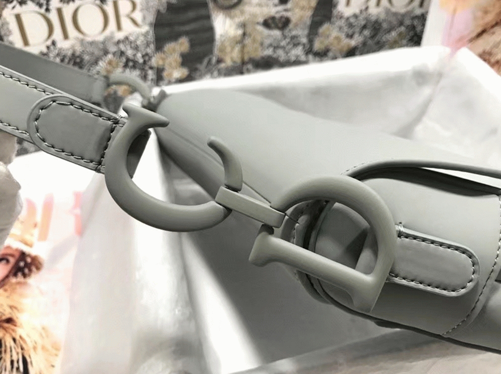 D10r Saddle Bag Faux in Grey Ultramatte Calfskin