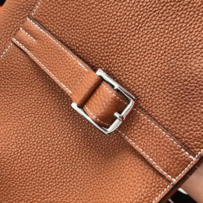Brown Knockoff H**me5 Halzan Classic Leather Handbag