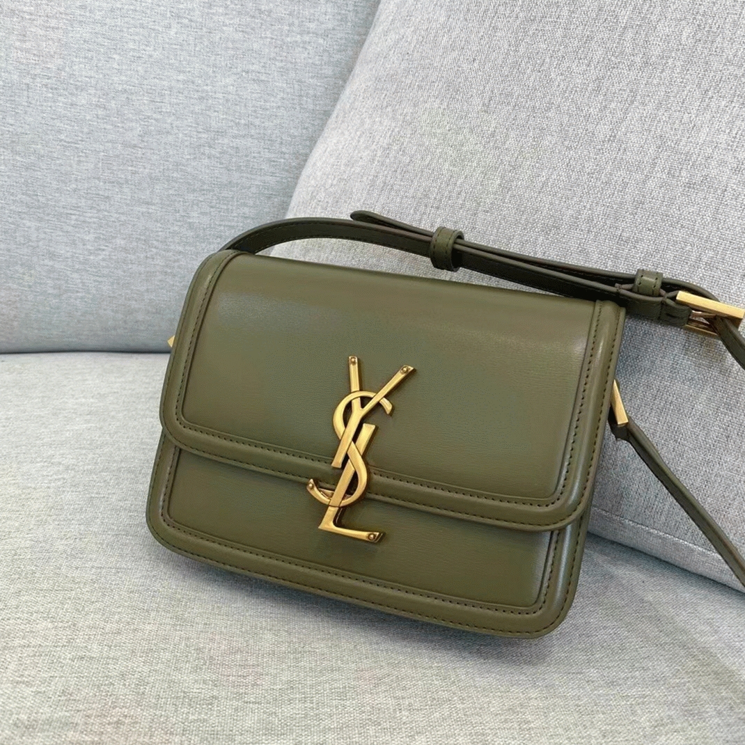 Fake Sa1nt Lau*nt Small Solferino Bag Khaki Green Calfskin