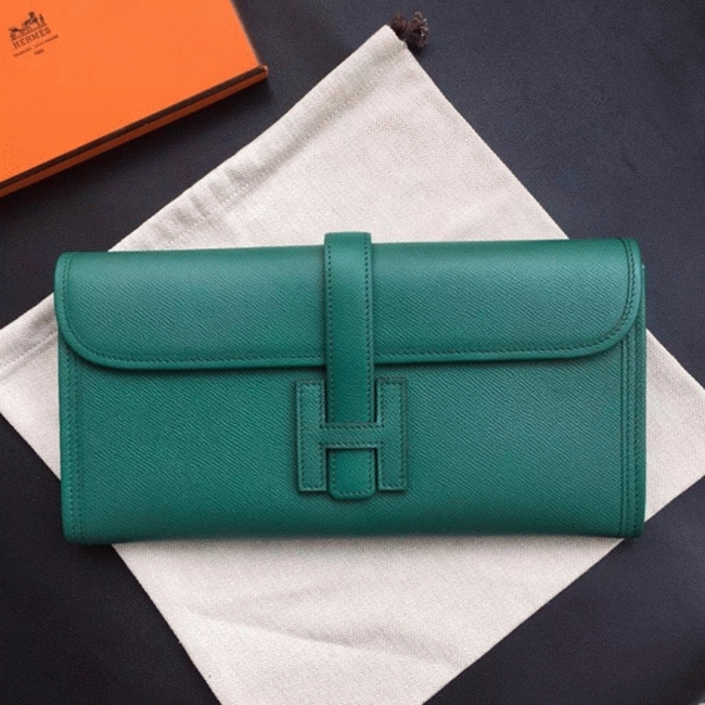 Dark green replica H**me5 Jige Elan 29 clutch bag