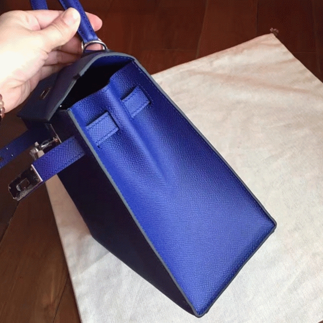Blue Electric Epsom Fake Discount H**me5 Kelly Sellier 28cm Fashion Tote