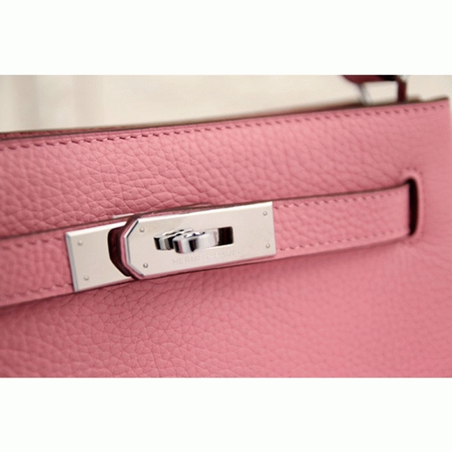 Pink Leather Replica H**me5 So Kelly 22cm Feminine Shoulder Bag