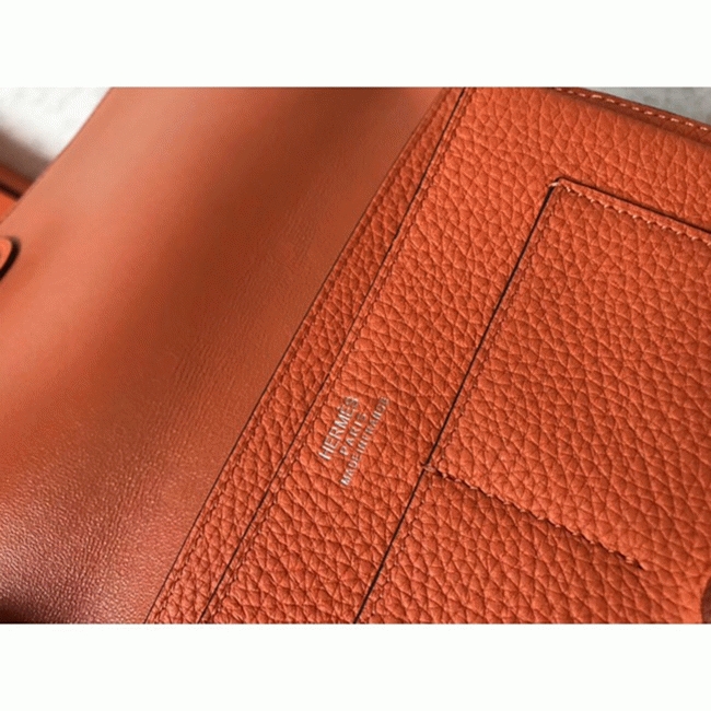 Malachite orange top fake H**me5 Dogon duo wallet