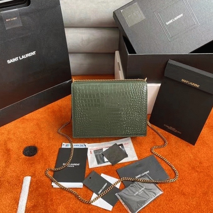Replica Sa1nt Lau*nt Cassandra Medium Bag Green Crocodile
