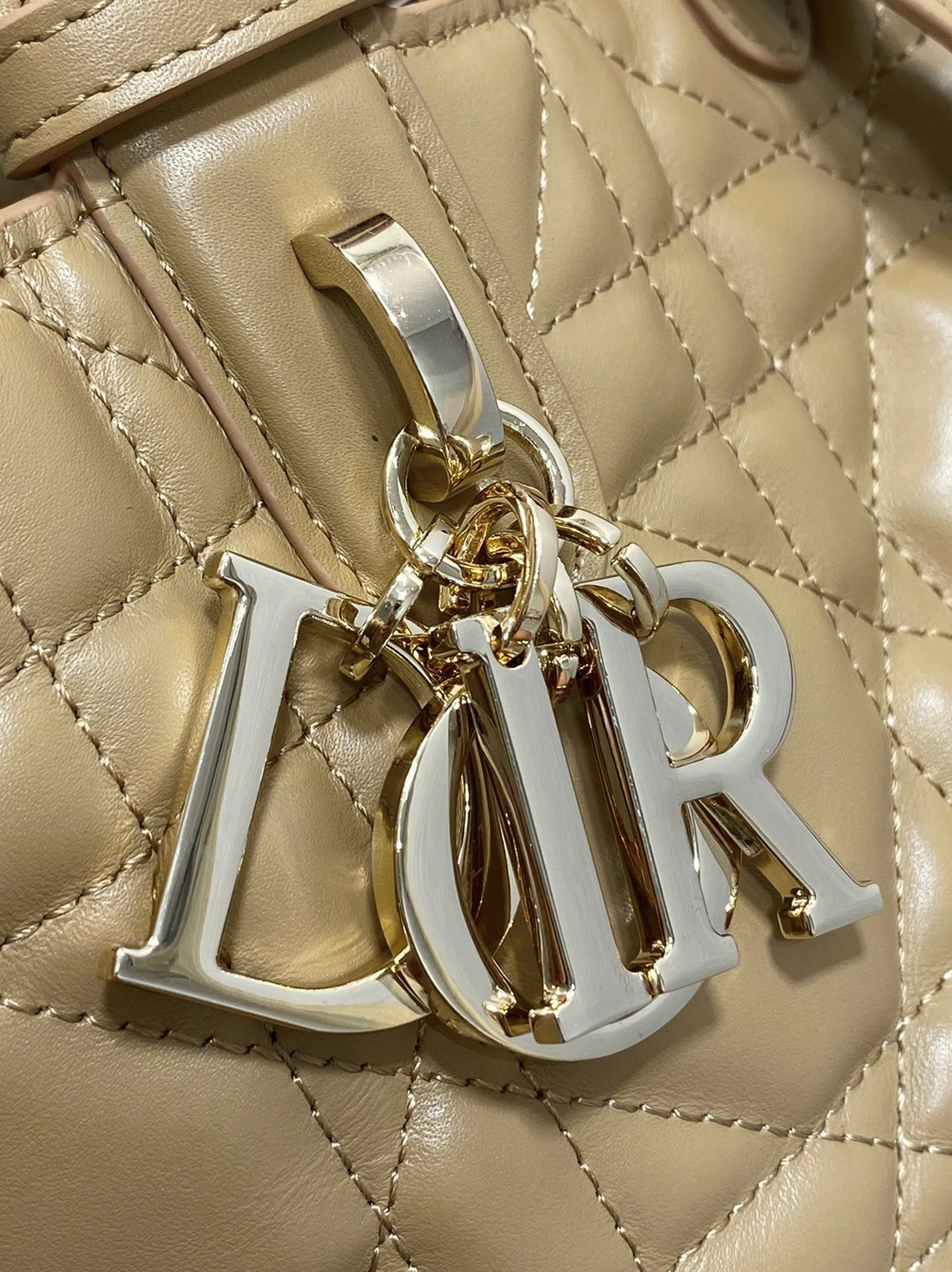 D10r Toujours Small Bag Fake in Tan Macrocannage Calfskin