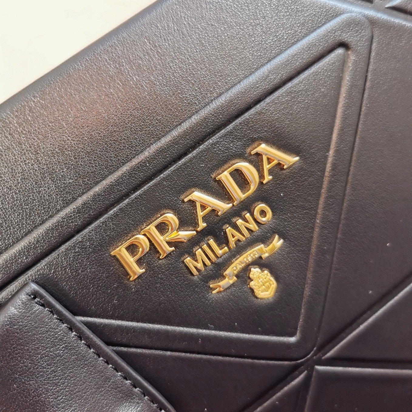Pra*a Symbole Small Bag Fake with Topstitching in Black