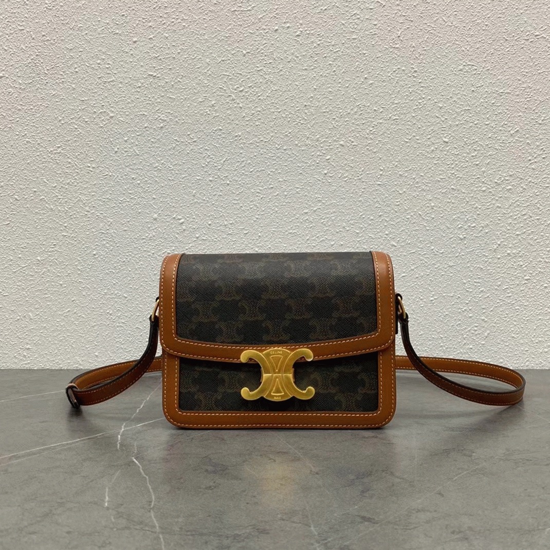 Top Quality Replica Ce1i*e Triomphe Teen Bag In Black Triomphe Canvas