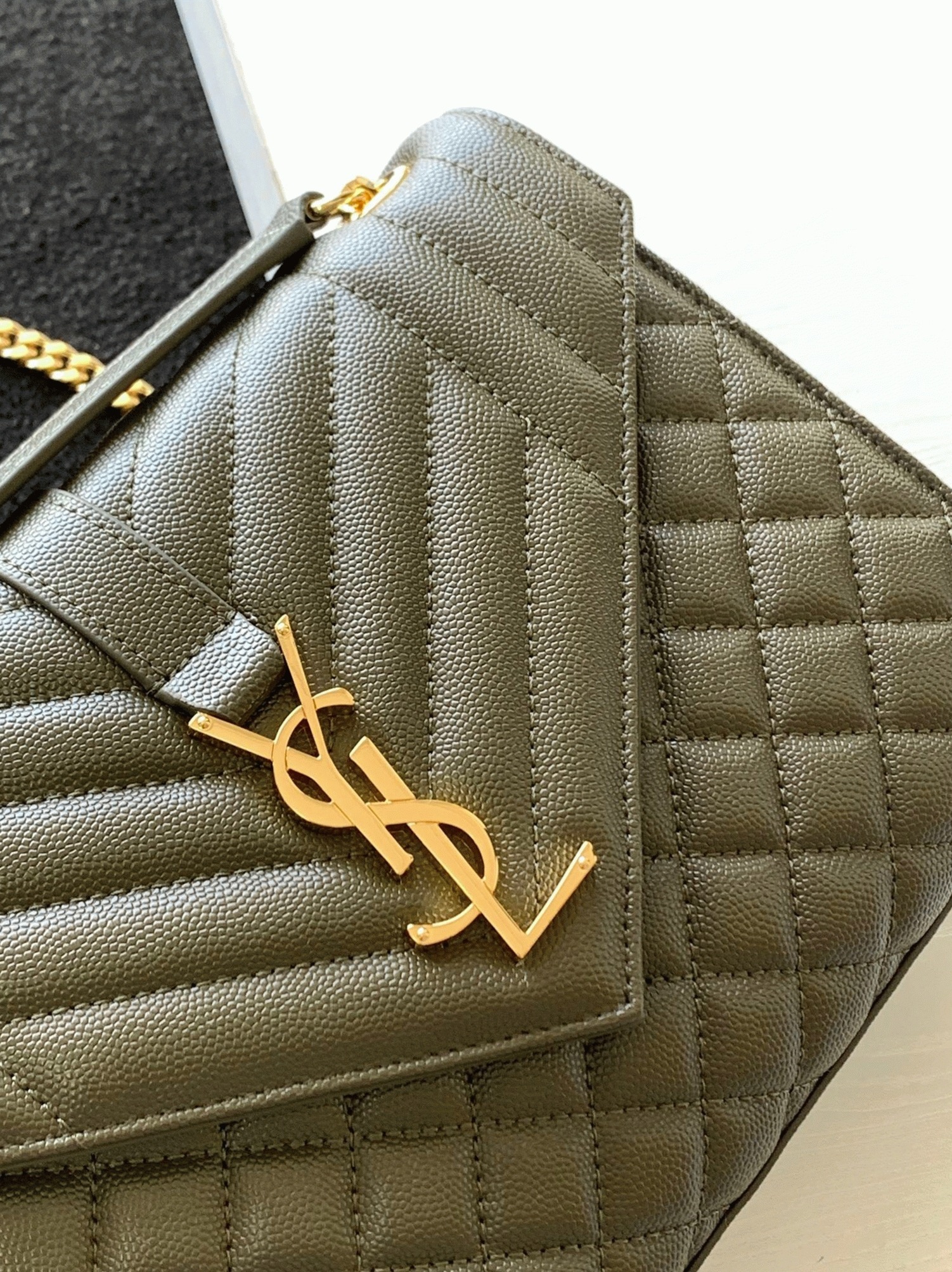 Fake Sa1nt Lau*nt Envelope Medium Bag Khaki