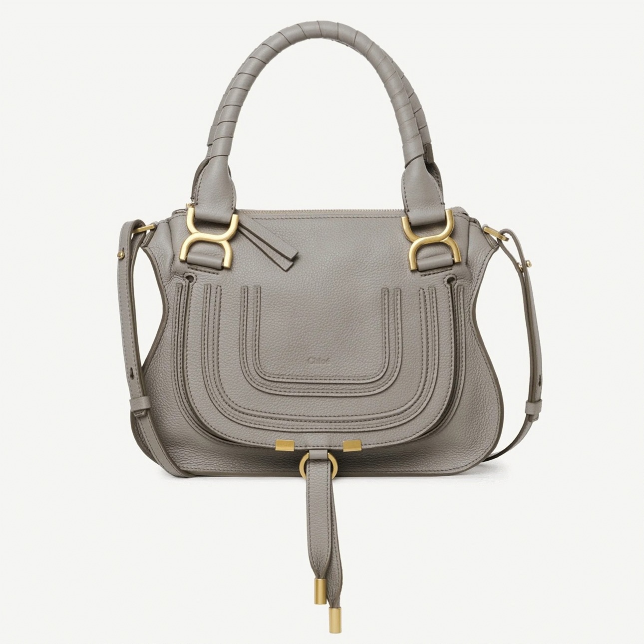 top quality knockoff Ch10e marcie small double carry bag in grey grained leather