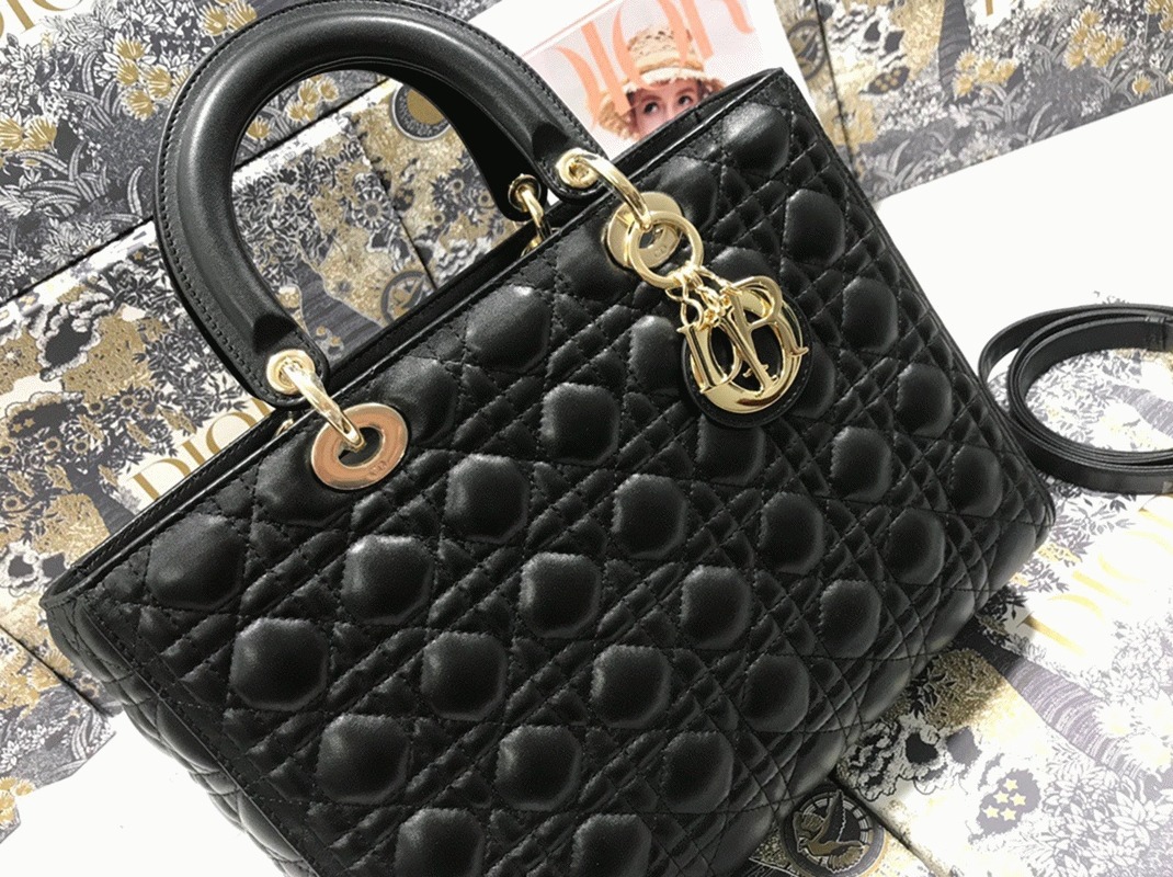 D10r Lady D10r Large Bag Knockoff in Black