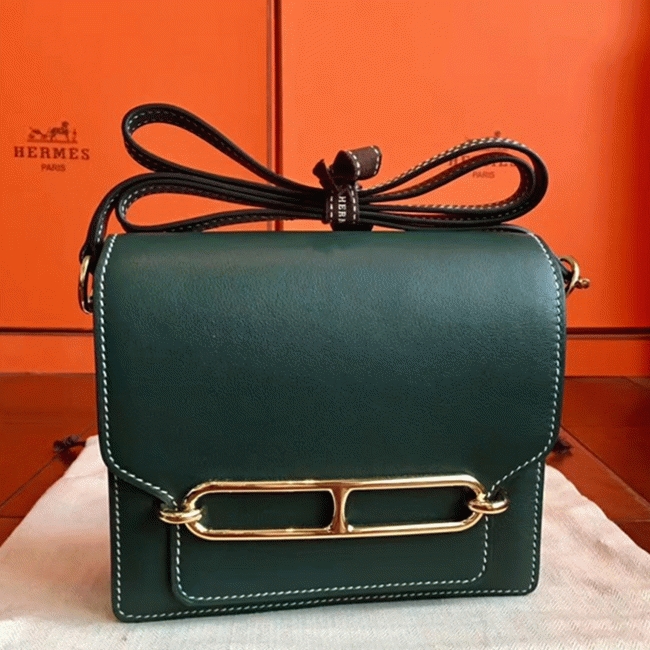Best Knockoff H**me5 Mini Sac Roulis Handbag Green