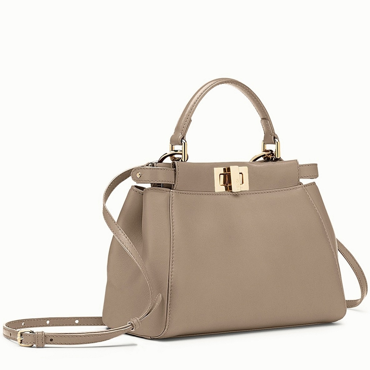Top Quality Fake F**di Peekaboo Mini Bag In Dove Grey Nappa Leather
