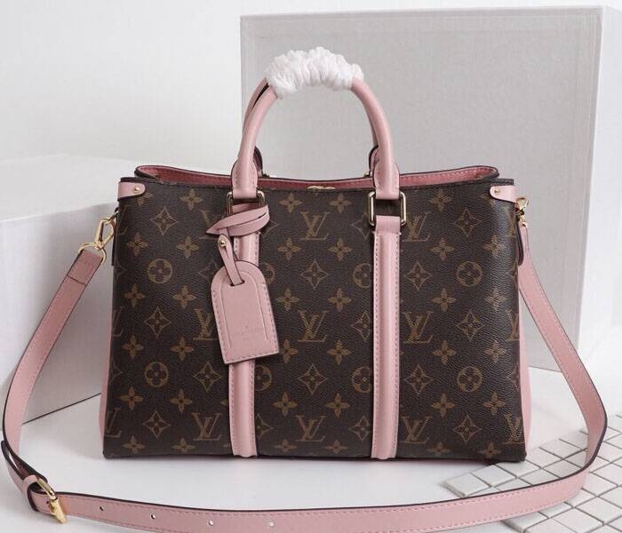 L0vis Vvtt0n Monogram Canvas Soufflot MM Bag In Peach