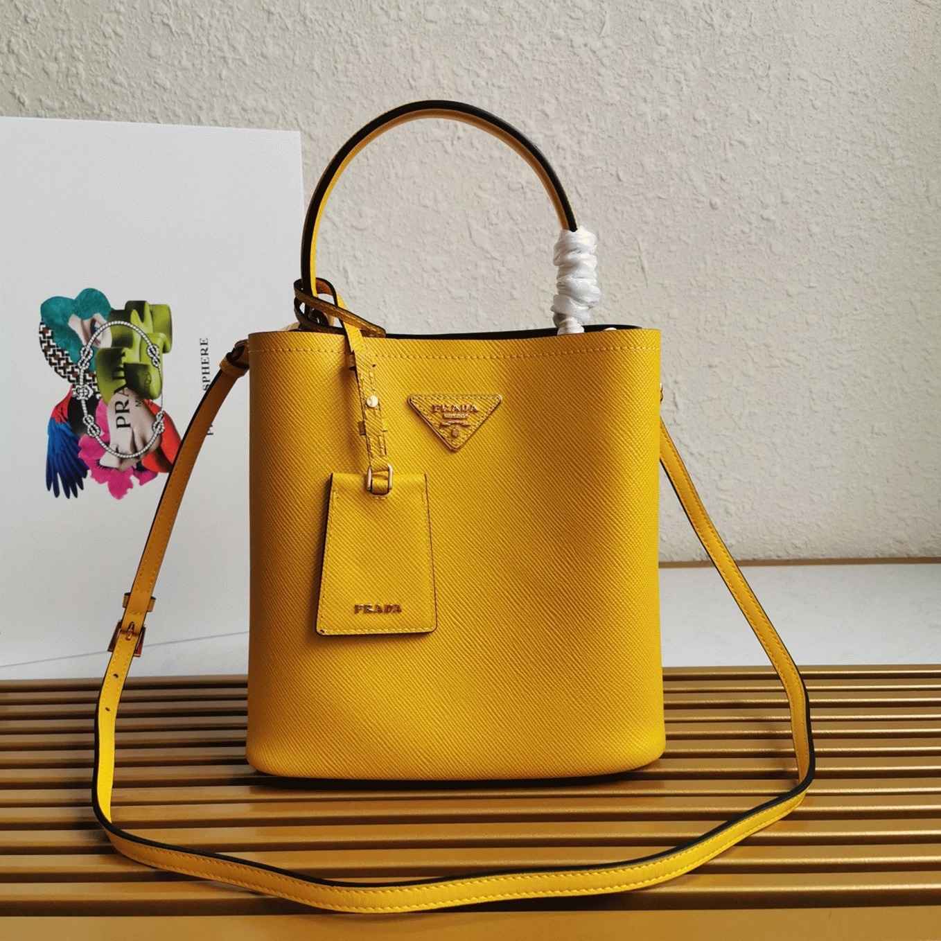 Yellow Pra*a Medium Panier Bag Fake