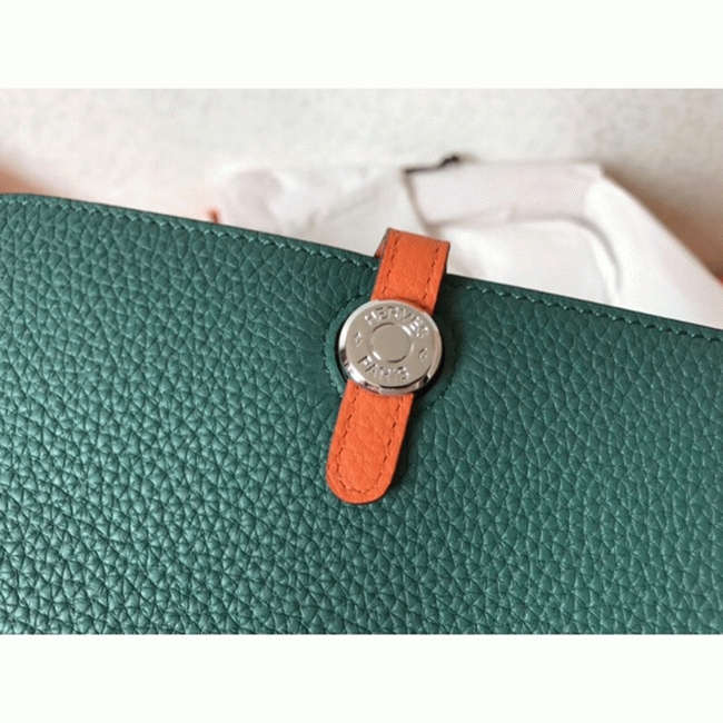 Malachite orange top fake H**me5 Dogon duo wallet