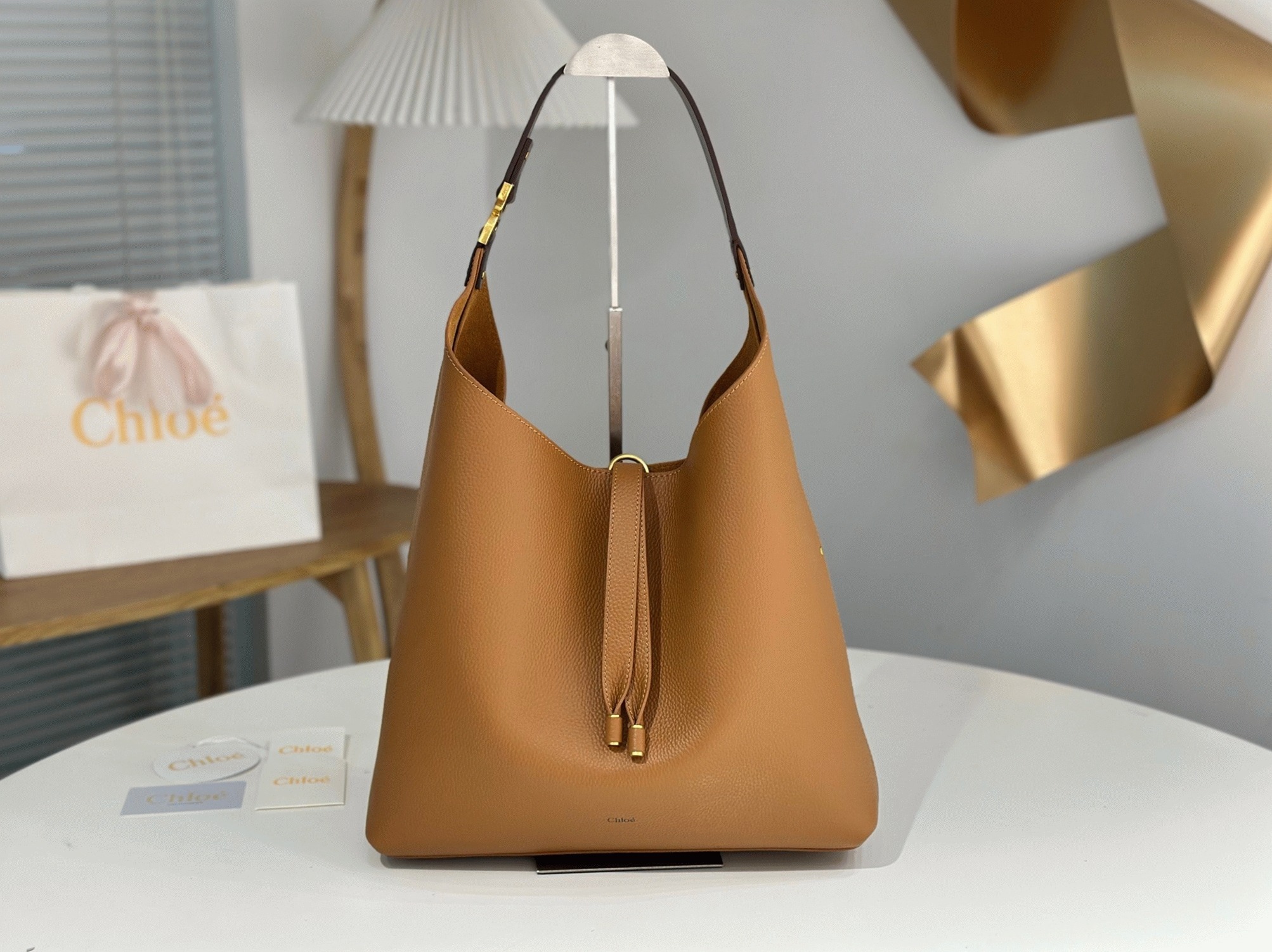 top quality fake Ch10e marcie hobo bag in brown grained leather