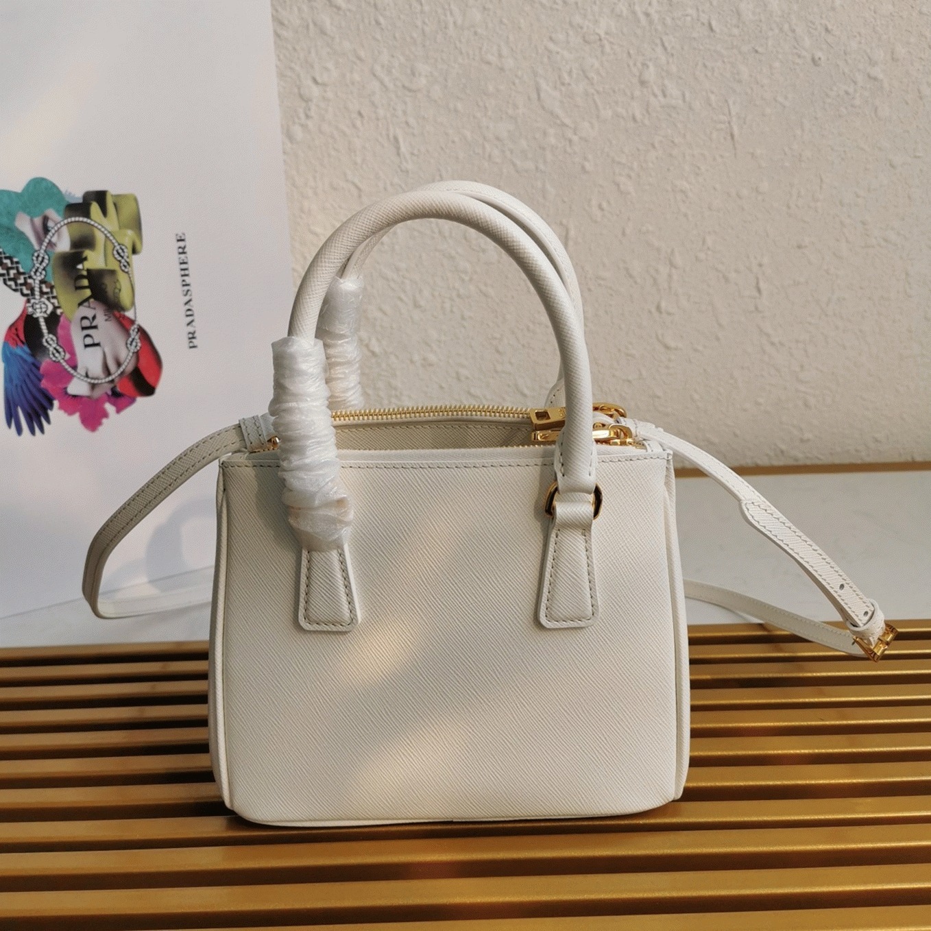 White Pra*a Mini Galleria Bag Fake