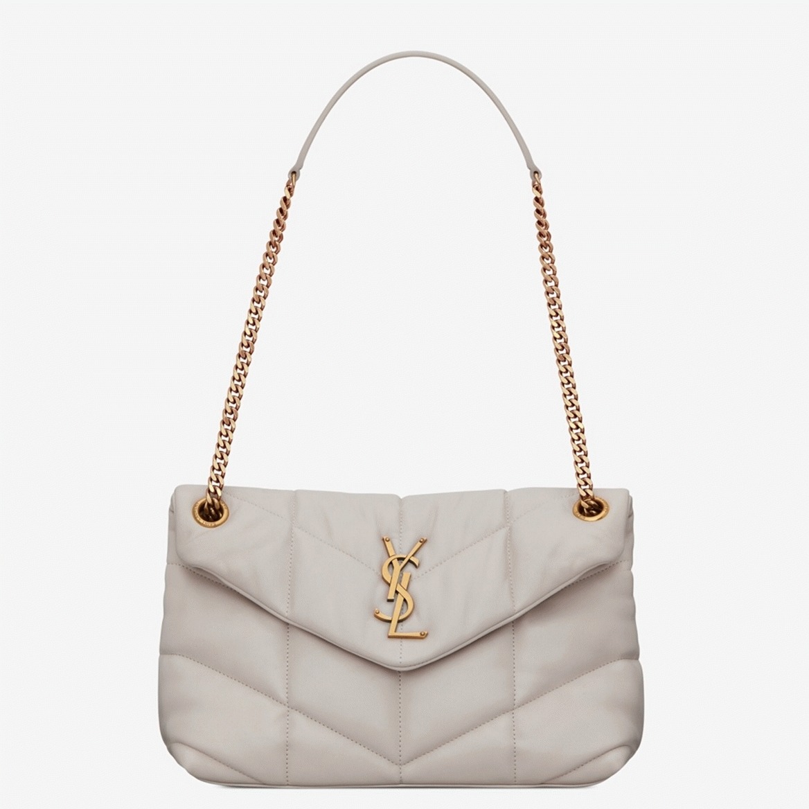 Replica Sa1nt Lau*nt Puffer Small Chain Bag White Lambskin