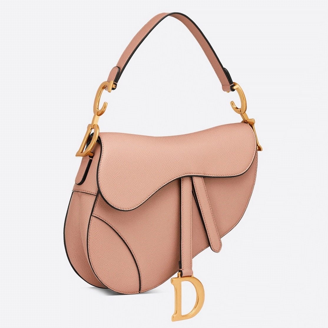 D10r Saddle Bag Fake in Blush Grained Calfskin