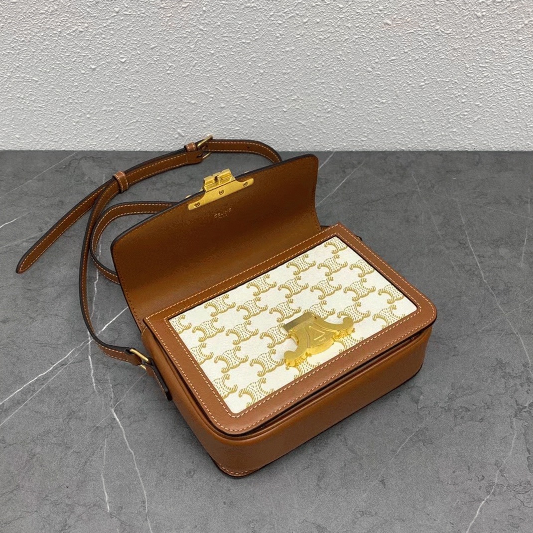 Top Quality Replica Ce1i*e Triomphe Teen Bag In White Triomphe Canvas