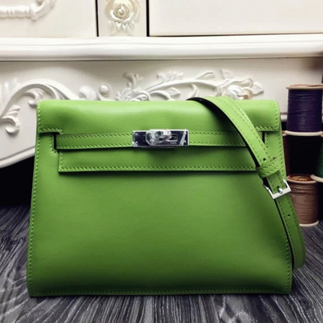 Green Swift Leather Top Replica H**me5 Kelly Danse Convertible Bag