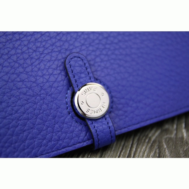 Electric blue designer replica H**me5 Dogon combine wallet