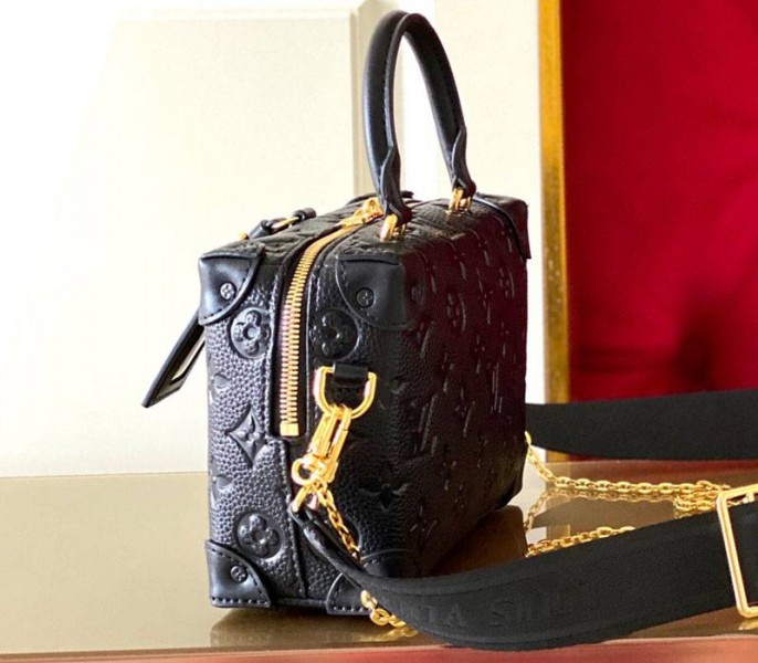 L0vis Vvtt0n Monogram Empreinte Petite Malle Souple Handbag In Black