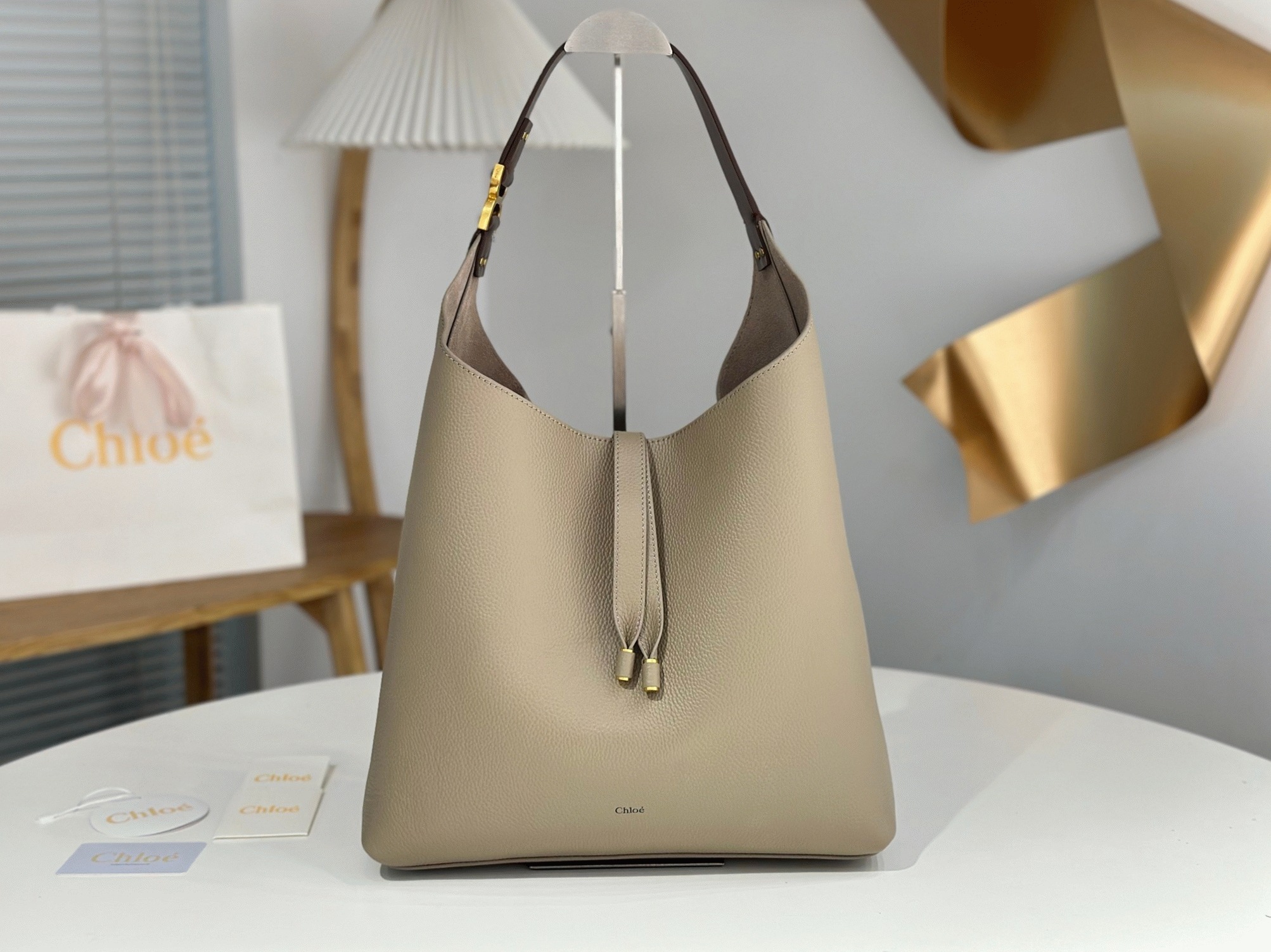 top quality fake Ch10e marcie hobo bag in grey grained leather