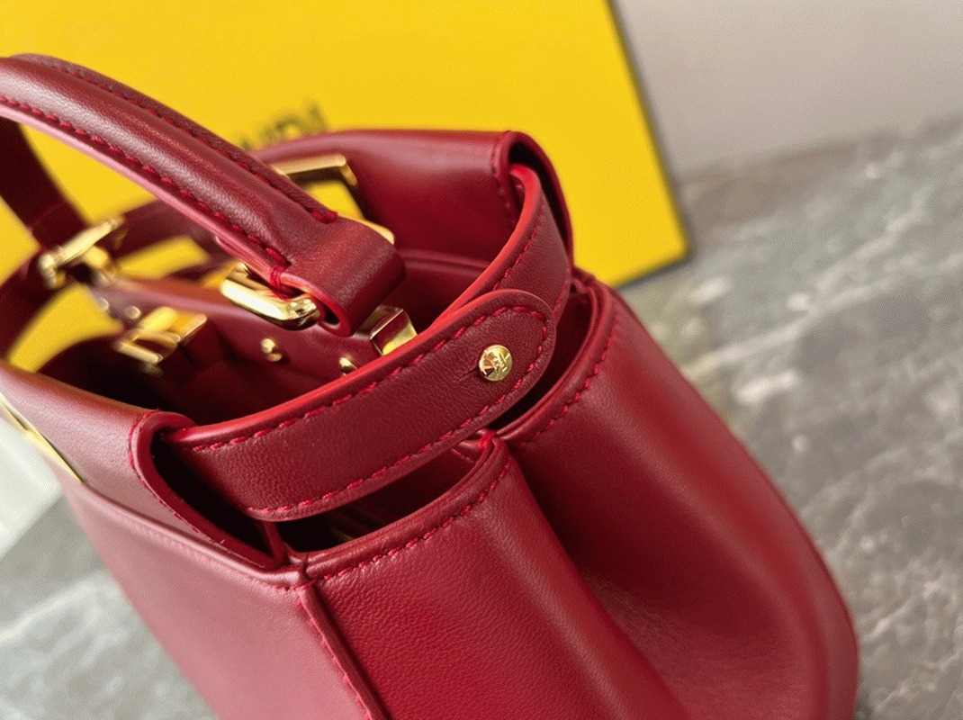 Top Quality Knockoff F**di Peekaboo Mini Bag In Red Nappa Leather