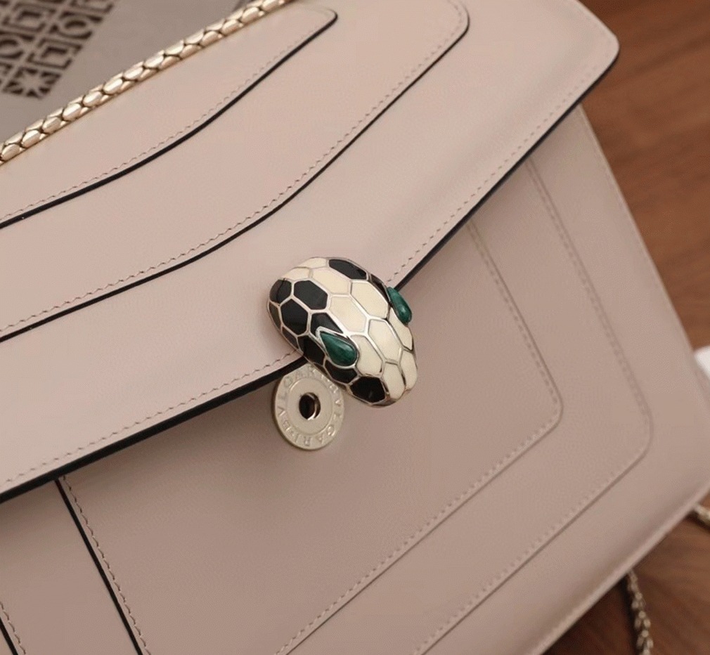 Replica Bv1g*ai Serpenti Forever Large Shoulder Bag Beige Calfskin