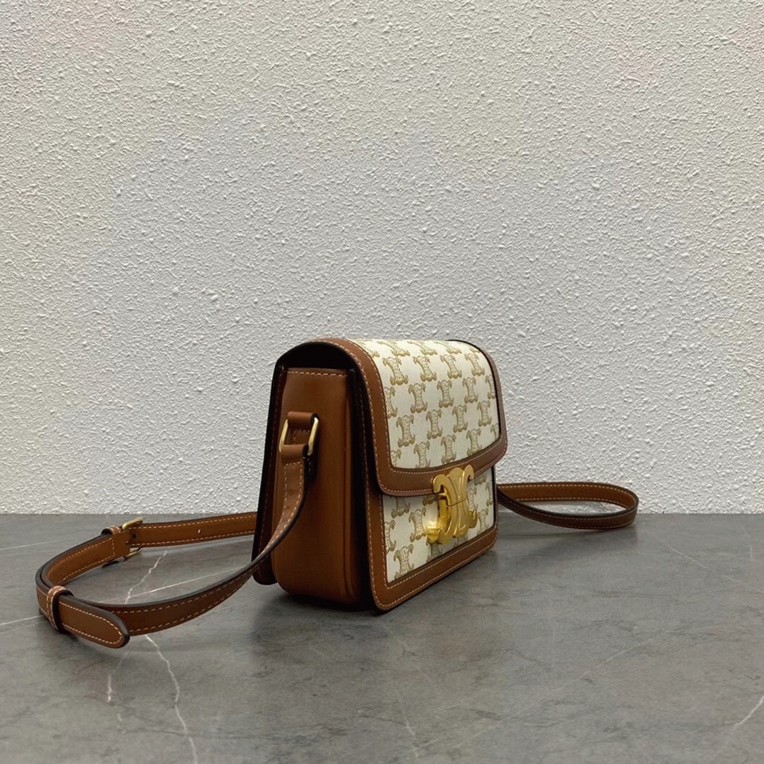 Top Quality Replica Ce1i*e Triomphe Teen Bag In White Triomphe Canvas