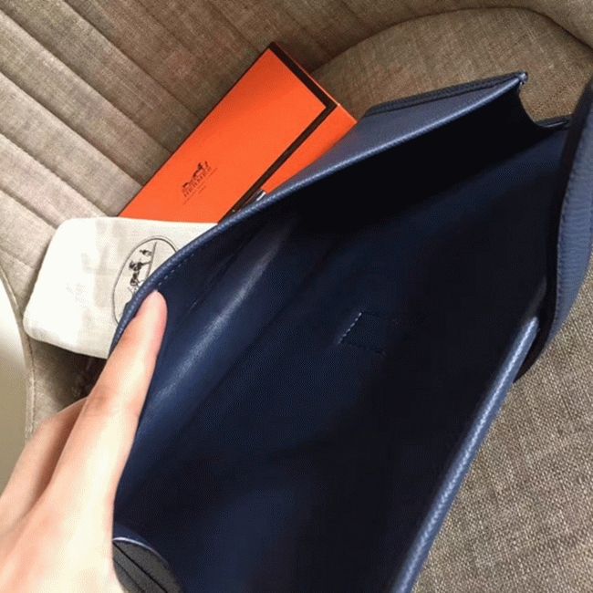 High quality sapphire epsom replica H**me5 Jige Elan clutch bag