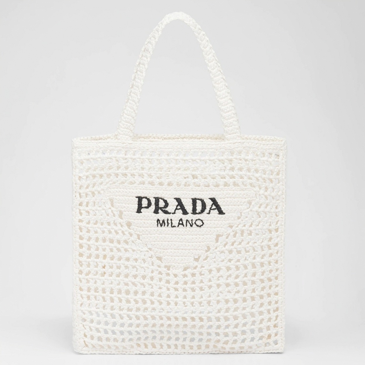 Pra*a Small Tote Bag Best Replica in White Woven Raffia