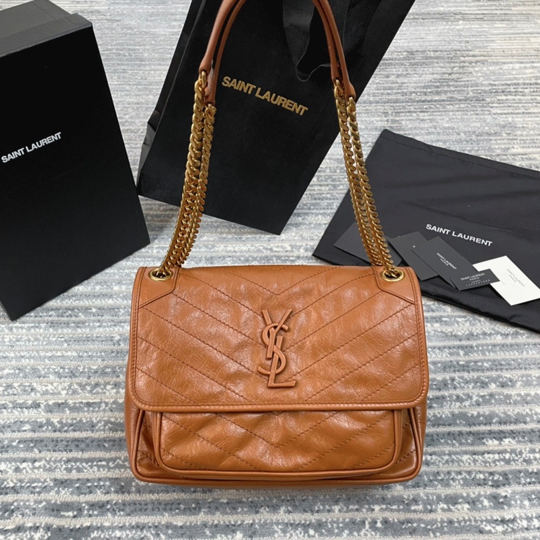 Fake Sa1nt Lau*nt Niki Medium Chain Bag Brown