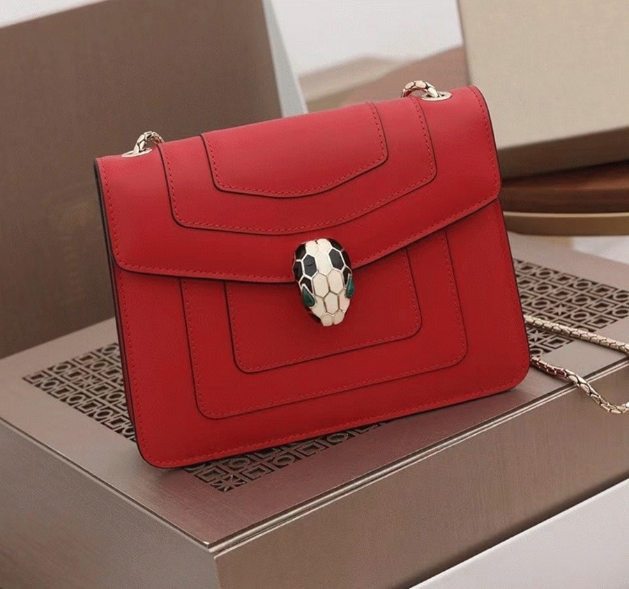 Red Leather Bv1g*ai Serpenti Forever Imitation Small Crossbody Bag
