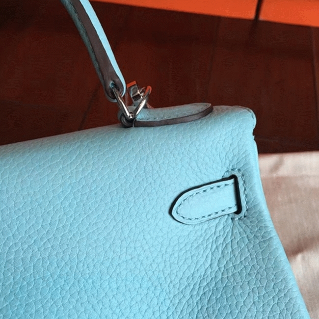 Blue Atoll Clemence Replica H**me5 Kelly 25cm Retourne Handbag