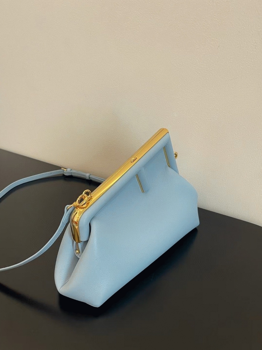 Top Quality Fake F**di First Medium Bag In Light Blue Nappa Leather