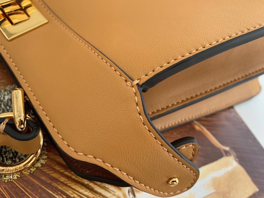 Top Quality Fake F**di Peekaboo ISeeU Small Bag In Beige Calfskin