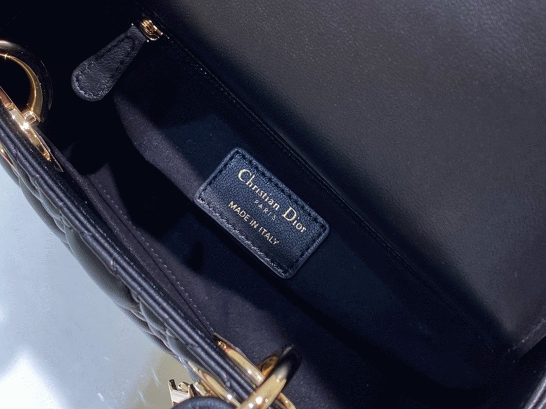 D10r Small Lady D10r My ABCD10r Bag Knockoff in Black Cannage Lambskin