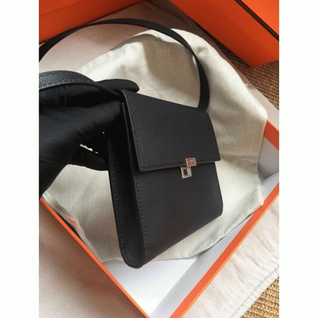 Black replica H**me5 Clic wallet with strap