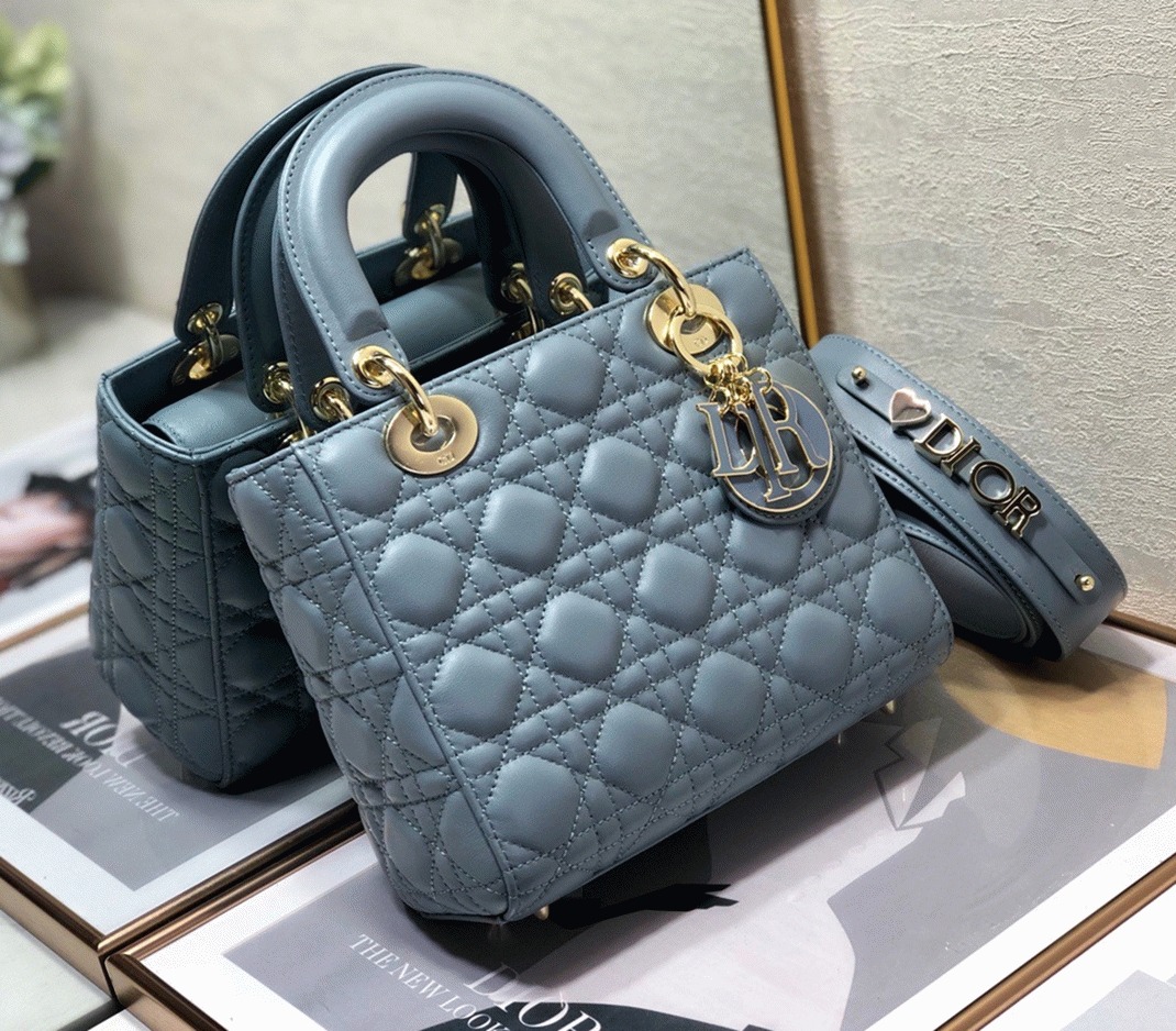D10r Small Lady D10r My ABCD10r Bag Fake in Blue Cannage Lambskin