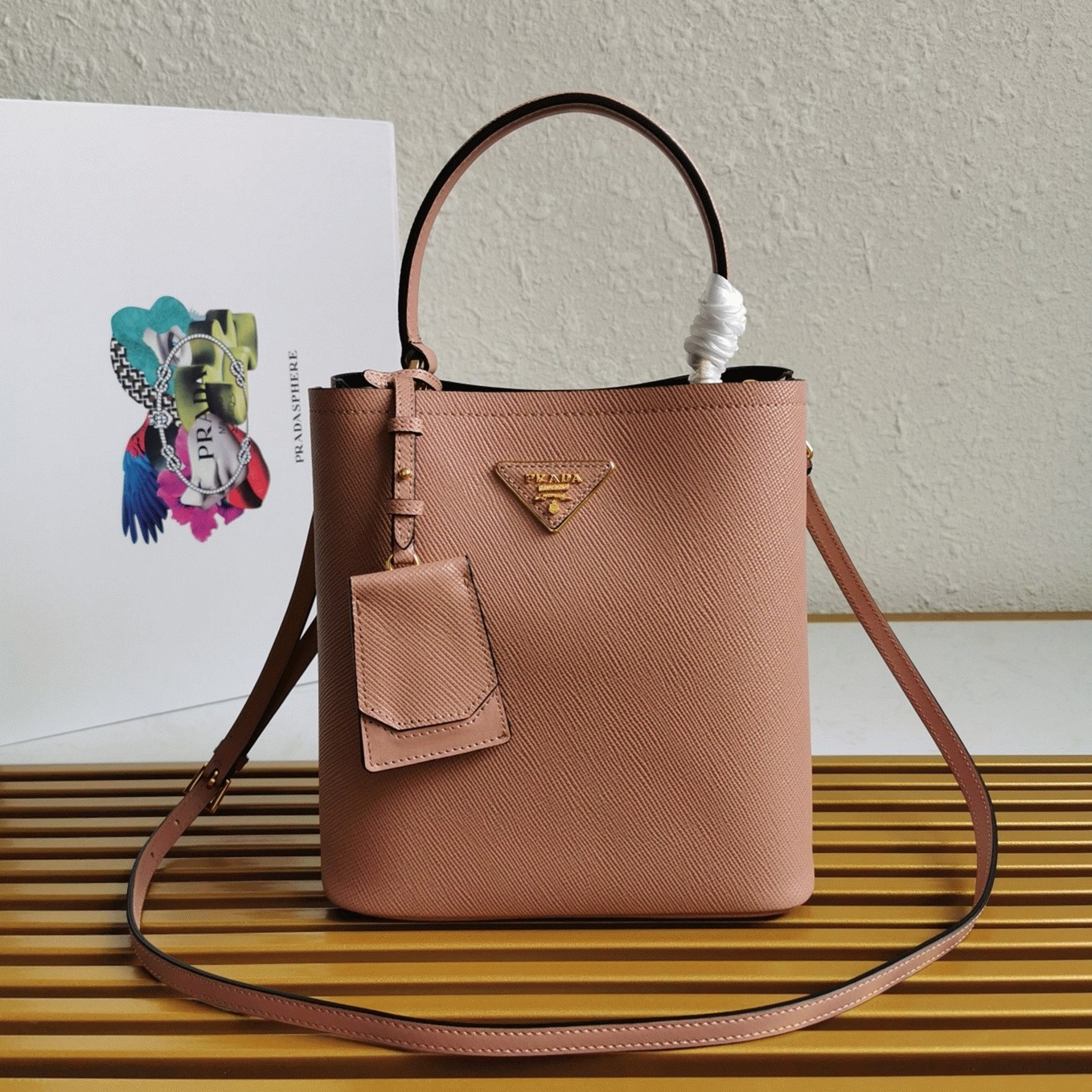 Powder Pra*a Medium Panier Bag Knockoff