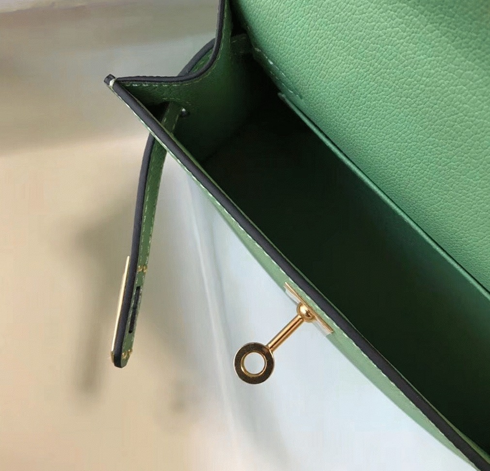 H**me5 Kelly Mini II Bag Replica in Vert Criquet