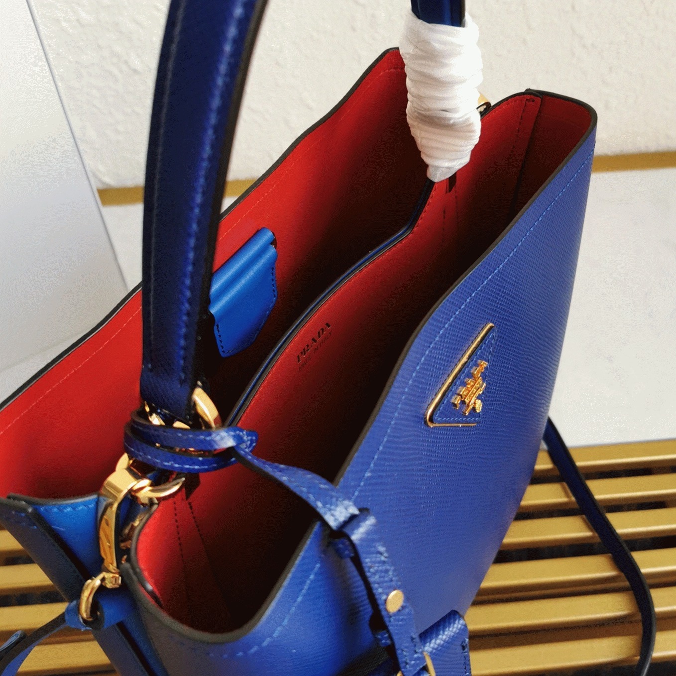 Blue Pra*a Large Panier Bag Fake
