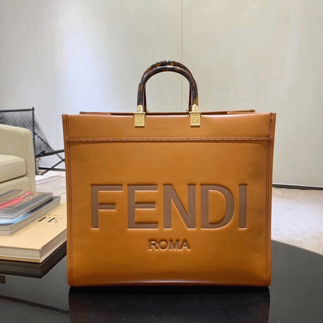 Top Quality Replica F**di Sunshine Large Tote Bag In Brown Calfskin