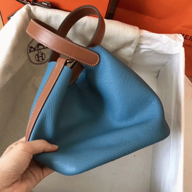 Blue jean 1:1 replica H**me5 bicolor Picotin Lock 18cm handbag