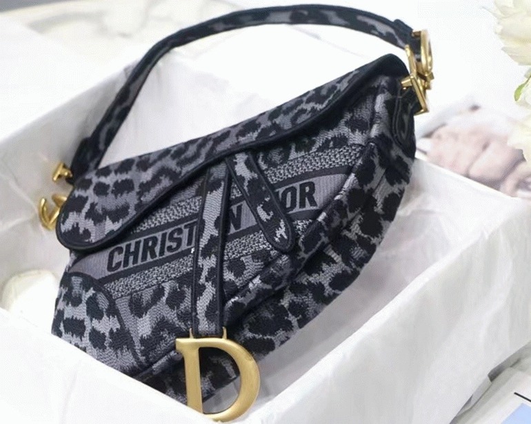 D10r Saddle Bag Replica in Grey Mizza Embroidery