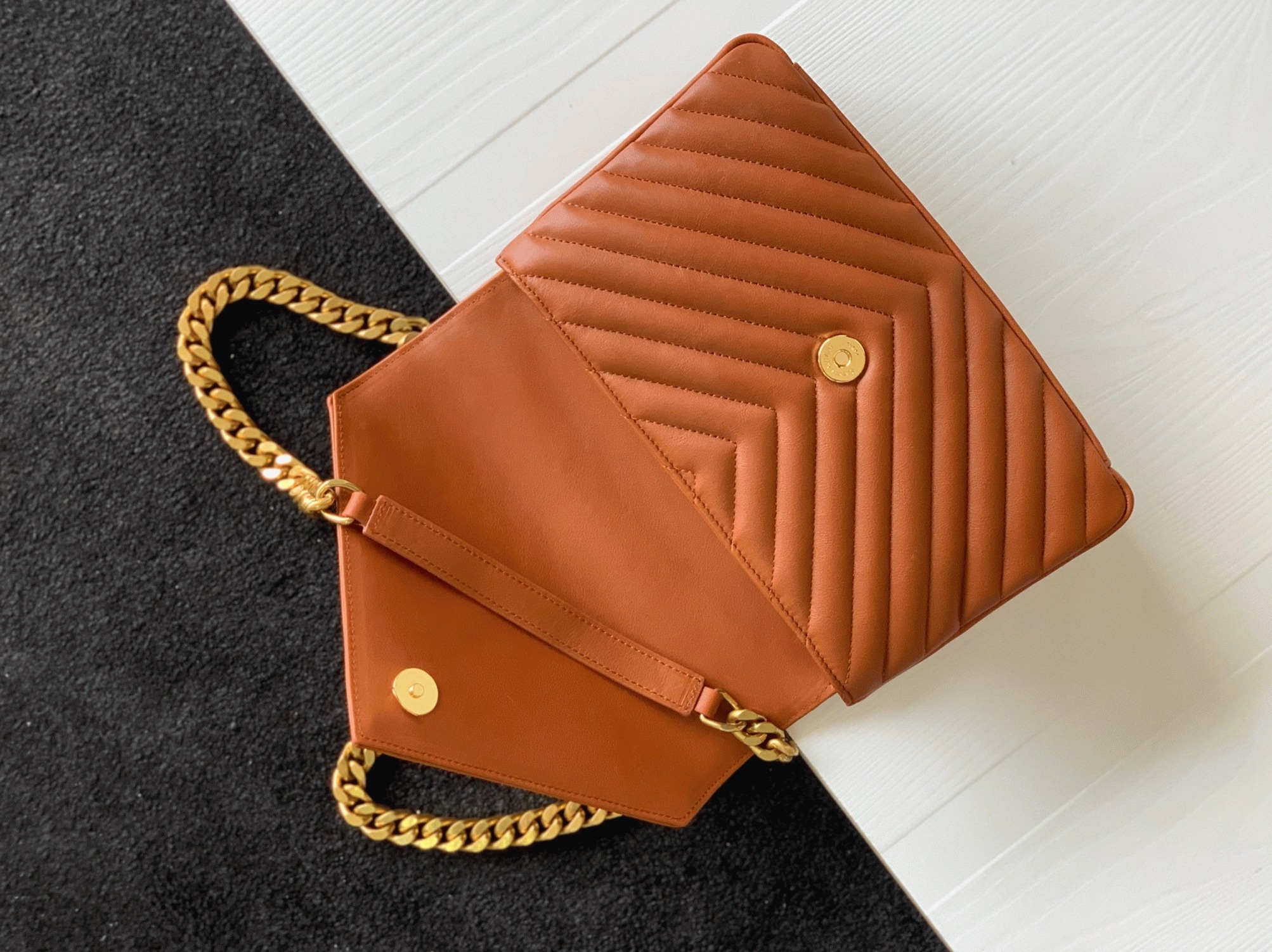 Fake Sa1nt Lau*nt College Medium Chain Bag Brown