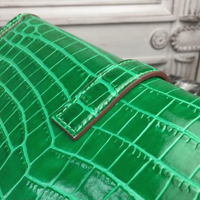 Bambou Knockoff H**me5 Jige Elan 29 Green Accent Clutch